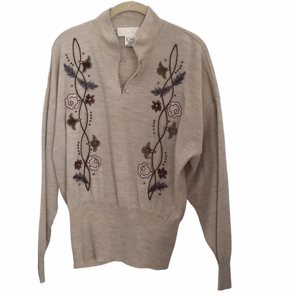 ESCADA  wool angora floral sweater - Picture 1 of 11